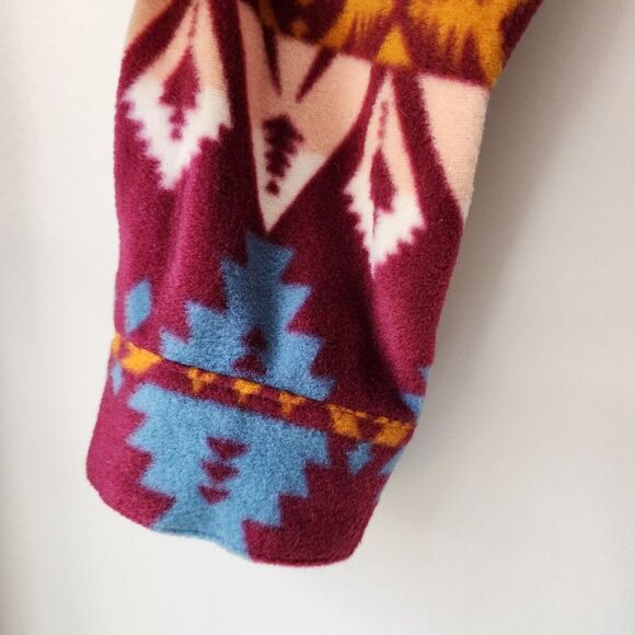 Wrangler Wrancher Fleece Shirt | Aztec South Western Print Long Sleeve | Small - Picture 3 of 8